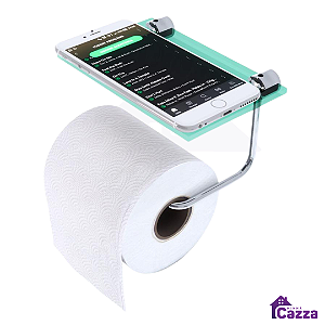 Papeleira Porta Papel Higiênico Com Prateleira Vidro Para Celular ou Decoração