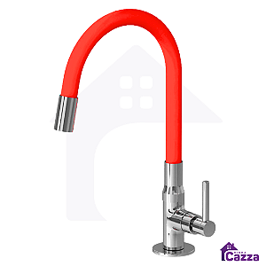 Torneira De Cozinha Flexível Slim Silicone Bancada Vermelha Luxo 1/4v