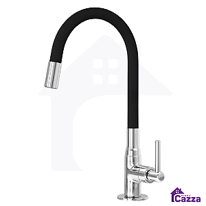 Torneira De Cozinha Flexível Slim Silicone Bancada Preta Luxo 1/4v