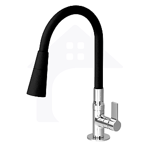Torneira Gourmet Flexível Bancada Preto 2 jatos Luxo 1/4v COD-1125-8