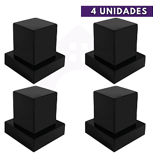 Kit 04 Acabamento Quadrado ABS Para Registro 1/2, 3/4 Preto
