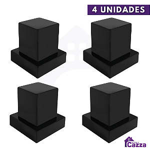 Kit 04 Acabamento Quadrado ABS Para Registro 1/2, 3/4 Preto