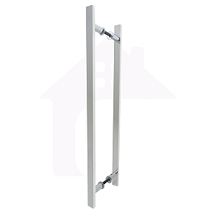 Puxador Duplo Aluminio 60 Cm Porta Pivotante ou Madeira ou Vidro Chato