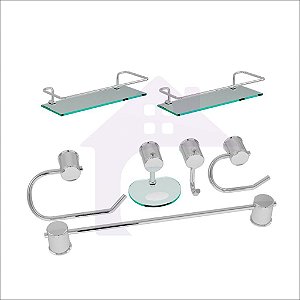 Kit Acessórios Para Banheiro Luxo + 2 Porta Shampoo Reto cod561