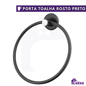 Porta Toalha Redondo Argola Para Banheiro Preto Fosco