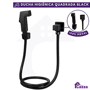 Ducha Higiênica Preto Fosco Quadrada 100% Metal Lavabo Luxo