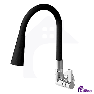 Torneira Cozinha De Parede Metal Bica Movel Gourmet Cone Flexível Colorida 1/4 Volta Preta