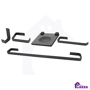 Kit Acessórios Para Banheiro Luxo Completo 5 Peças Preto Fosco