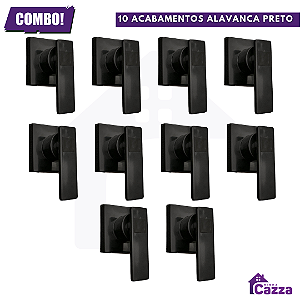 Kit 10 Acabamentos Registro Alavanca Quadrada Banheiro Chuveiro PRETO