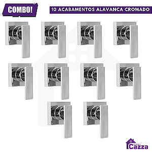 Kit 10 Acabamento Registro Alavanca Quadrada Banheiro Lavabo Chuveiro Cromado