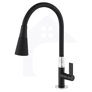 Torneira Gourmet de Cozinha Bancada ABS Flexível Cone Preta 1/4v COD-3025-8