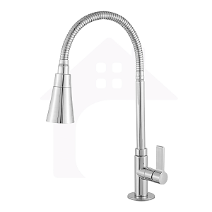 Torneira de Cozinha Gourmet Bancada Pia Flexível 1/4 de Volta Cromada ABS COD-3032-8