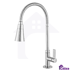 Torneira De Cozinha Bancada Pia Flexível 1/4 de Volta Cromada ABS 2 Jatos
