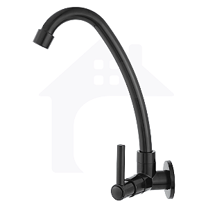 Torneira Pia Cozinha de Parede Preta All Black ABS 1/4 de Volta COD-556