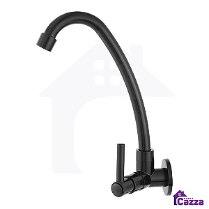 Torneira Pia Cozinha de Parede Preta All Black ABS 1/4 de Volta