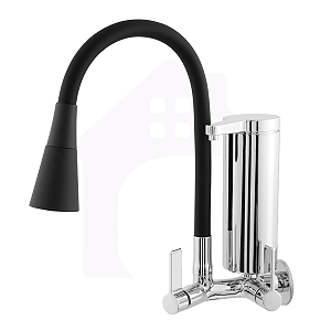 Torneira Cozinha filtro Parede Tubo Cone Preto Flexível Gourmet