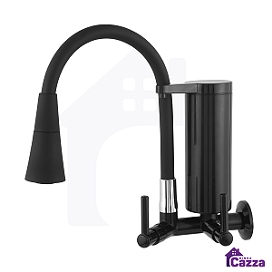Torneira Cozinha Cone Flexível Filtro Luxo Parede Preto Jato Duplo