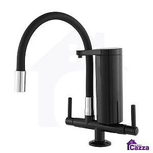 Torneira De Cozinha Filtro Bancada Slim Flexível ABS Preta Pia Mesa 1/4 De Volta