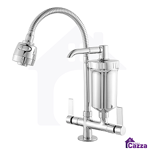 Torneira De Cozinha Filtro Luxo Bancada 1/4 De Volta Cromada 2 Jatos