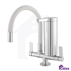 Torneira De Cozinha Bancada Filtro Slim Flexível Branca 1/4 De Volta