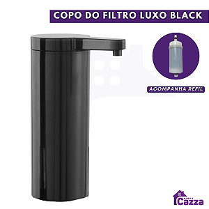 Filtro Copo Abs Preto Luxo Com Refil Para Torneira