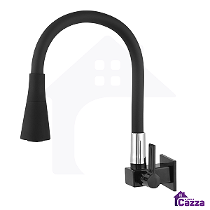 Torneira Gourmet Cozinha Parede Mesa Pia Flexível Preta Abs