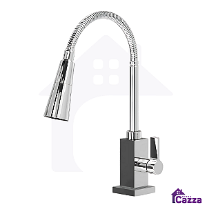 Torneira De Cozinha Bancada Mesa Flexível 2 Jatos Duplo Chuverinho ABS Cromado