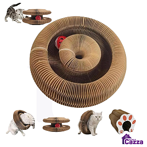 Brinquedo Mágico Para Gato Arranhador Papel Sanfonado Dobrável Com Bola