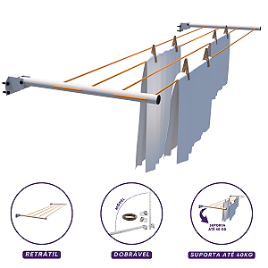 Varal Retrátil de Roupa de Parede Extensível COD-114