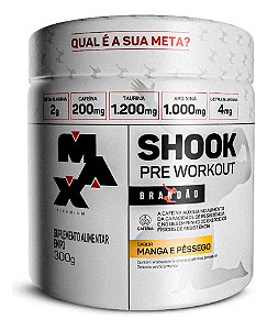 SHOOK PRE-WORKOUT LINHA RAFAEL BRANDÃO POTE 300G SABOR MANGA E PÊSSEGO