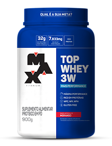 TOP WHEY 3W MAX TITANIUM 900G MORANGO