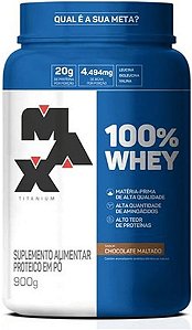 100% WHEY POTE 900G CHOCOLATE MALTADO MAX TITANIUM