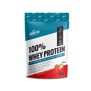 100% WHEY PROTEIN SHARK PRO REFIL 900G MORANGO