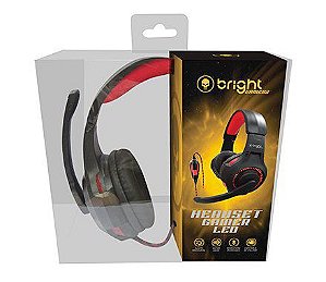 HEADSET GAMER COM LED VERMELHO P2 E USB BRIGHT - 468