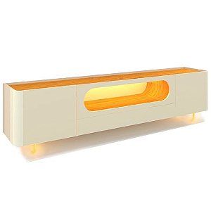 Rack Bancada Nobre 210 para TV de 85 polegadas com LED e pés de vidro
