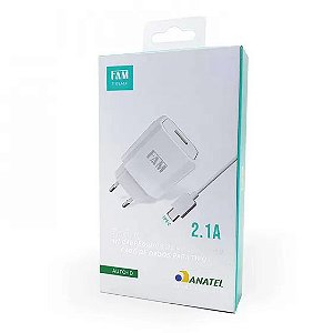 Kit Carregador FAM Type-C FKT-110C 2.1A