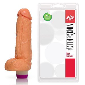 PRÓTESE KONG COM ESCROTO E VIBRADOR NA COR PELE 19,5 X 5,5 CM