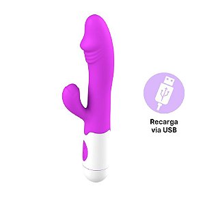 VIBRADOR G-SPOT COM ESTIMULADOR DE CLITÓRIS - COR ROSA