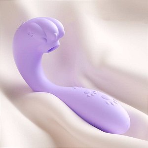 VIBRADOR DE CASAL PATA DE GATINHO COR PURPLE - ONDAS DE PRESSÃO E CONTROLE REMOTO