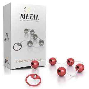 BOLINHA TAILANDESA METAL CROMADA VERMELHA