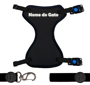 PEITORAL PERSONALIZADO GATO - REFLETIVO GUIA E COLEIRA ANTI ENFORCAMENTO GRÁTIS