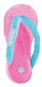 CHINELO DE PELUCIA -  ROSA COM AZUL