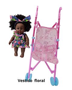 Boneca Negra Baby Aneesa Carrinho