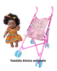 Boneca Negra Baby Aneesa Carrinho