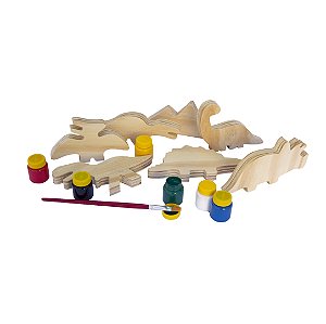 Kit dinossauros educativos em madeira para colorir