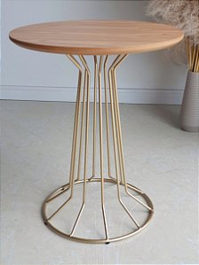 Mesa de Canto para Sala Baixa SINGAPURA Dourada Madeira Cinamomo Natural