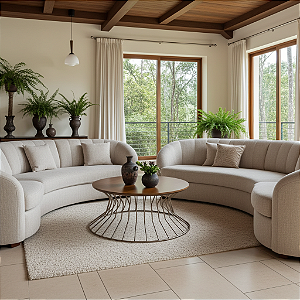 Mesa de Centro para Sala 70 cm Redonda SINGAPURA Cobre e Madeira Cinamomo Castanho