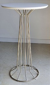 Mesa Cabeceira Lateral Redonda 70 cm SINGAPURA Prata Champagne Branco Laqueado