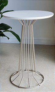 Mesa Lateral Alta SINGAPURA Prata Champagne Branco Laqueado