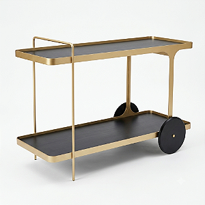 Carrinho de Chá Bar IRIDIUM Dourado Fosco e Preto Laqueado 120 cm